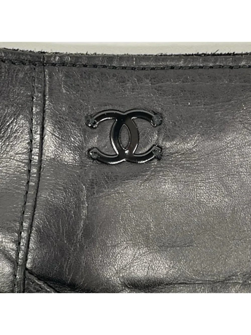 Chanel 02A CC Logo Leather Skirt 38